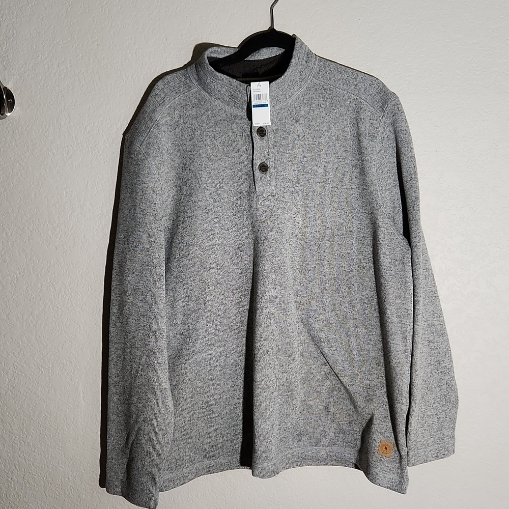 GH Bass Sweater Mens Henley Size XL Heathered Gray New